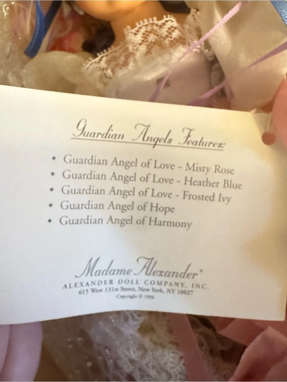 1996 MADAME ALEXANDER 9” Angel Of Harmony #10710